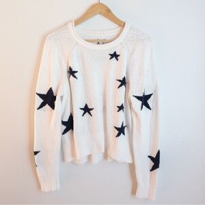 Lou & Grey White and Navy Star Roll Neck Sweater